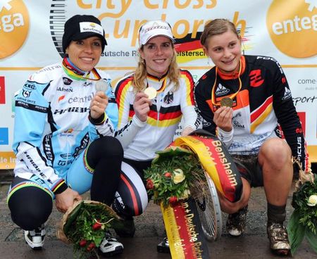 The elite women's podium at German 'cross nationals