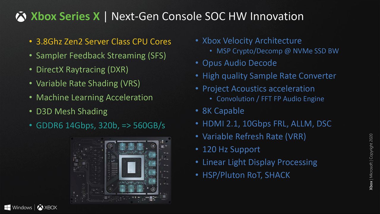Microsoft Xbox Series X system architecture slides from Hot Chips 2020