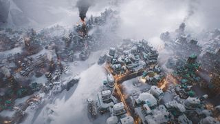A city in the snow