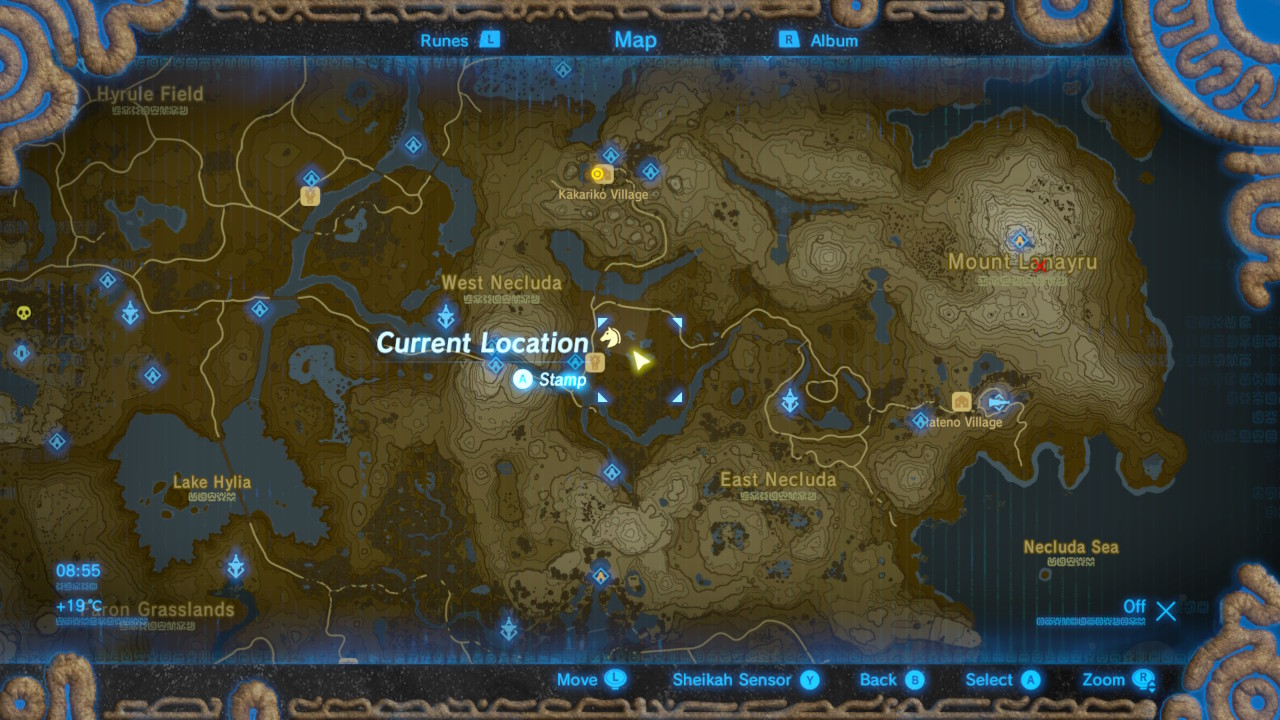 See a map of the Kakariko Village / Ash Swamp Breath of the Wild Captured Memories collection for visual hints