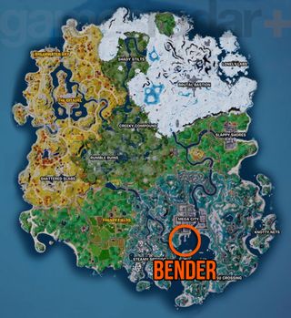 Where to find Bender in Fortnite shown on the map