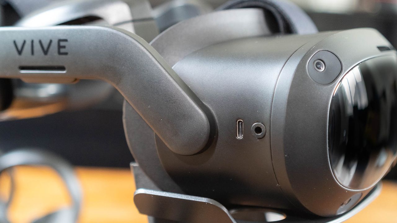 A closeup of the HTC Vive Focus 3's USB-C port