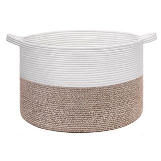 Beige and white storage basket