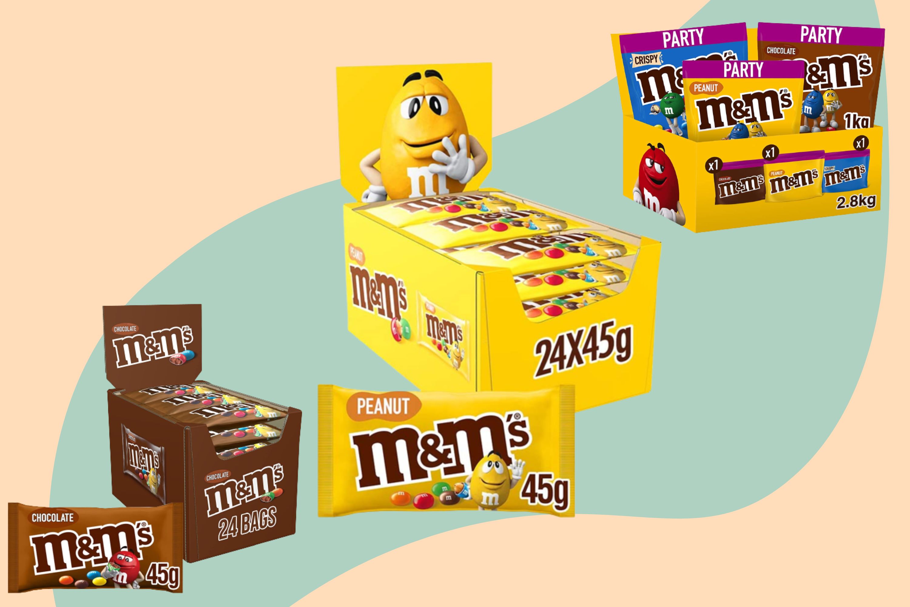 M&Ms Variety Chocolate Party Bulk Box, Chocolate Gift, (Chocolate, Peanut  and Crispy), 2.85kg : : Grocery