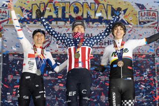 The women's elite podium at the 2022 USA Cycling National Cyclocross Championships
