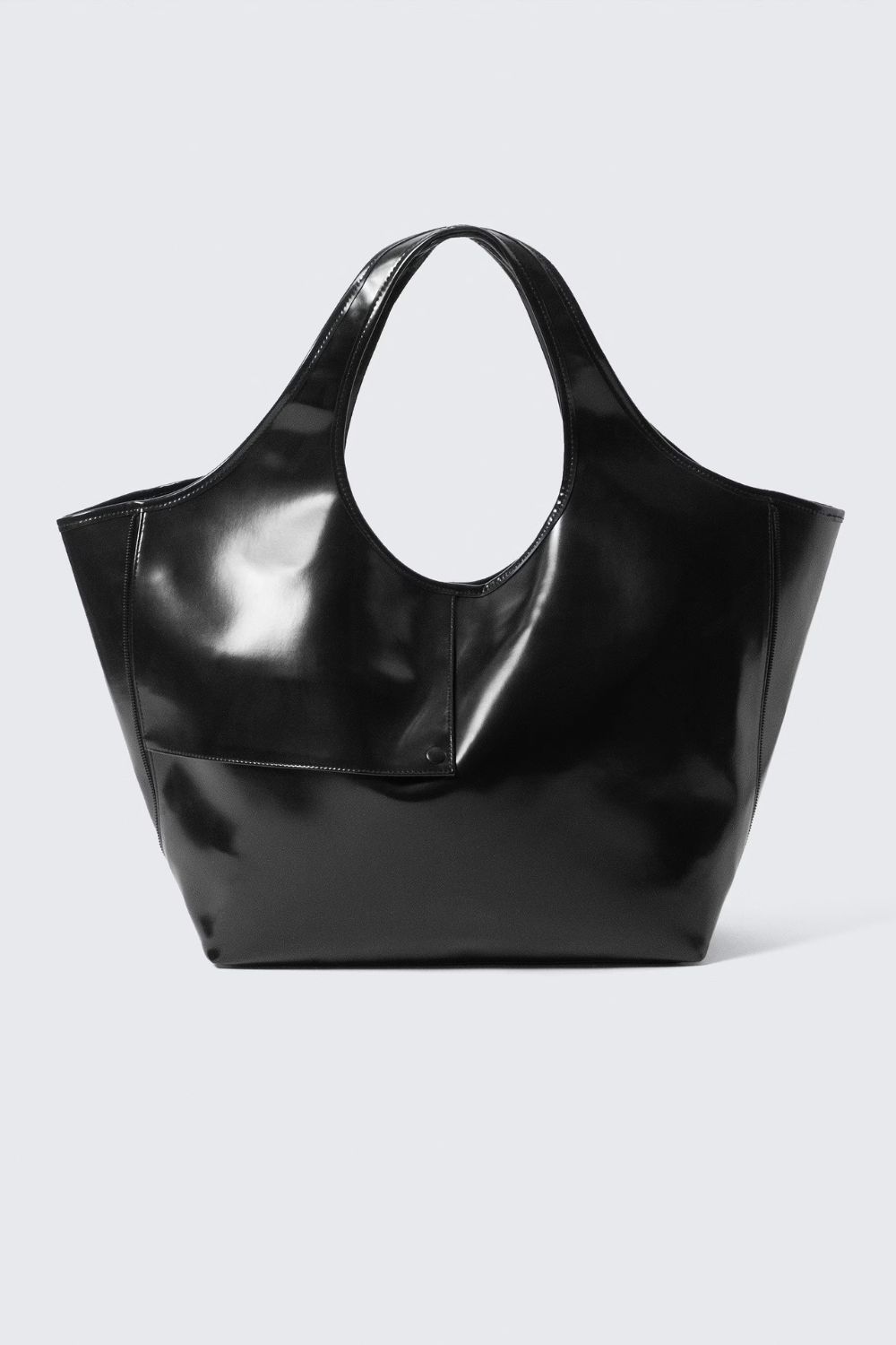 Large Glossy Faux Leather Tote