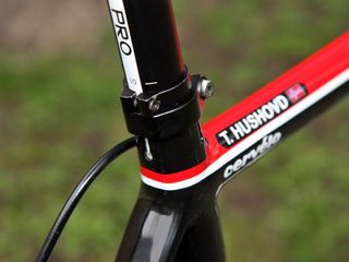 An extra clamp on the seatpost is in place to prevent slipping.