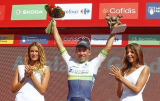 Caleb Ewan on the Vuelta podium