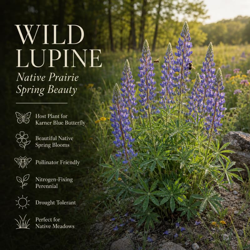 2 Wild Lupine Live Plant, 6-8" Tall in 6" Pot, Easy to Care, Grow Robust Blue Blooms for Butterflies Landscapes