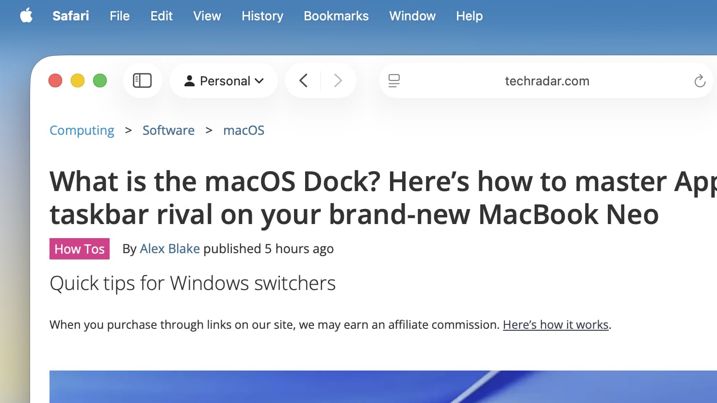 The menu bar in macOS 26 Tahoe.