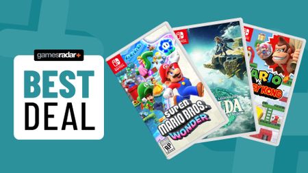 Nintendo Switch games on a blue background with best deals badge