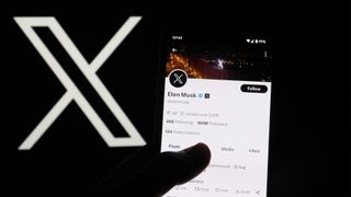 X logo and Elon Musk's X feed