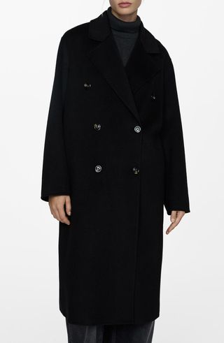 MANGO Picarol Oversize Double Breasted Wool Blend Coat