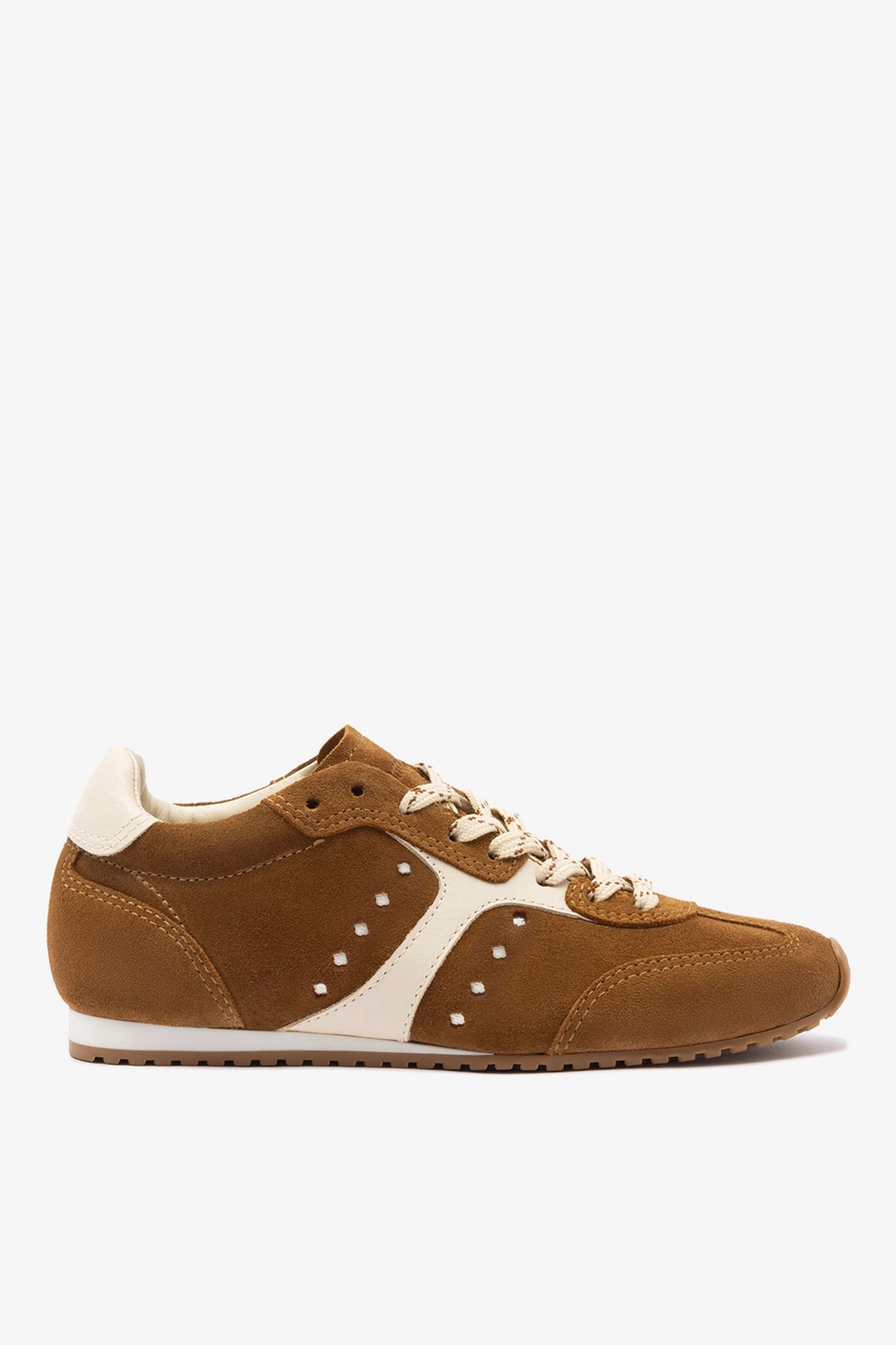 Stella Sneaker in Russet Suede and Ivory Leather