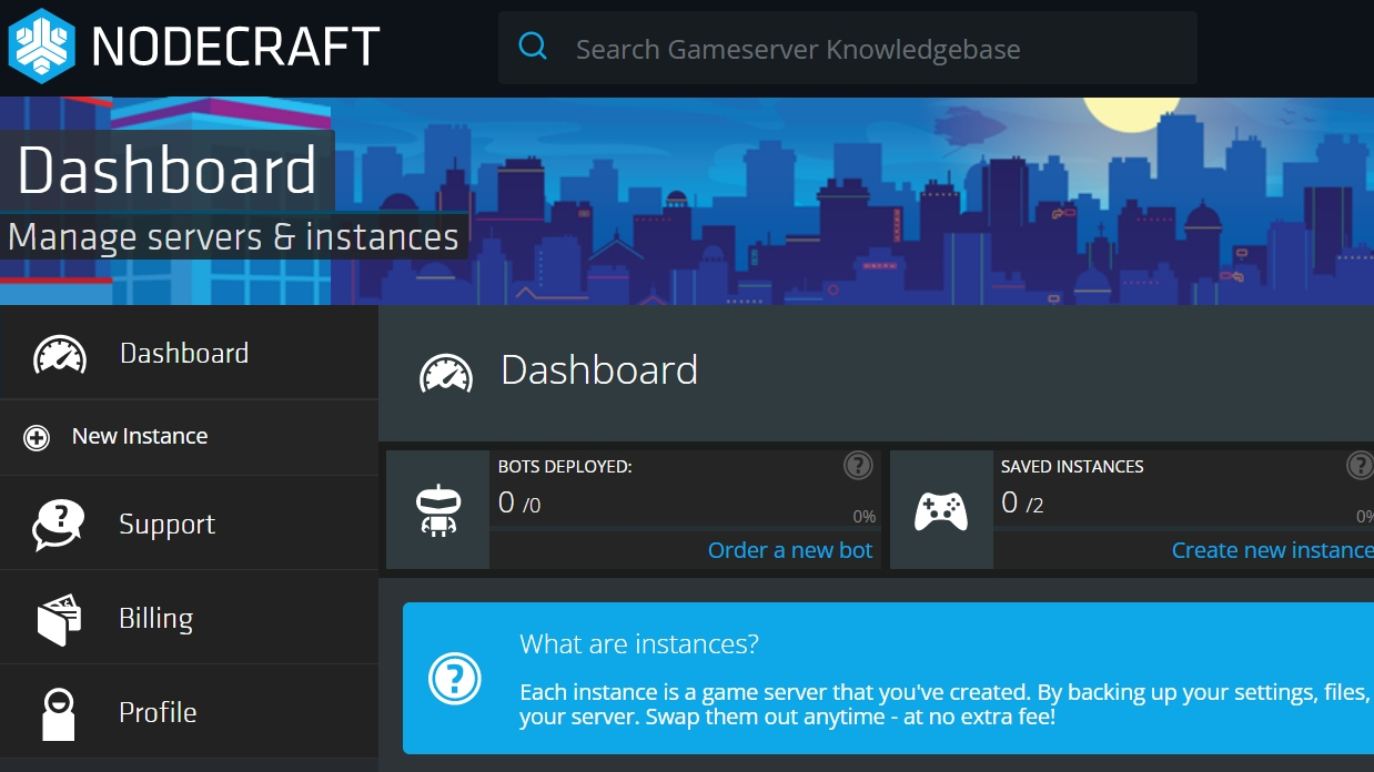 Nodecraft dashboard