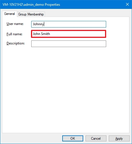 Netplwiz change account name on Windows 10