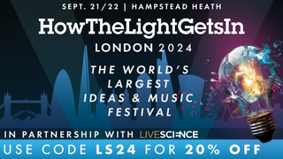 A banner for Live Science&#039;s partnership with HTLGI festival. The code for the 20% discount is LS24