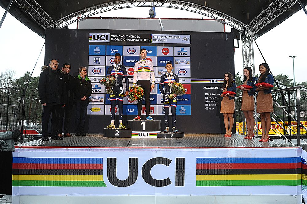 Jens Dekker (Netherlands) with Mickael Crispin and Thomas Bonnet (France).