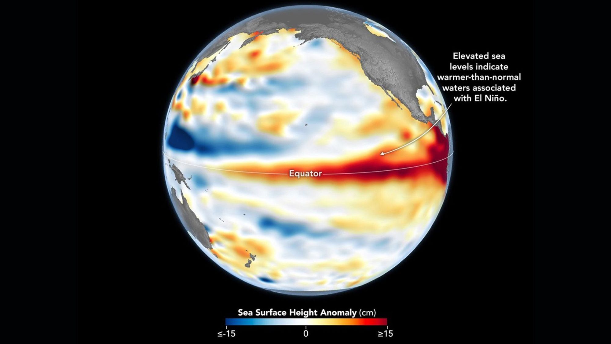 NASA satellite captures wave of warm water hundreds of miles long that signals a devastatingly strong El Niño NASA satellite captures wave of warm water hundreds of miles long that signals a devastatingly strong El Niño
