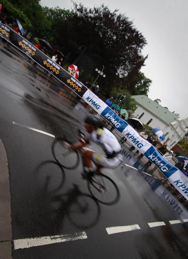 Rowena Fry leans into a corner
