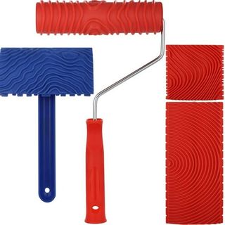 Wood Grain Tool Set With Roller and Rocker - 4 Piece, Diy Wall and Floor Wood Graining Paint Kit for Furniture and Decks