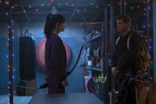 Hailee Steinfeld and Jeremy Renner in the Hawkeye show on Disney Plus