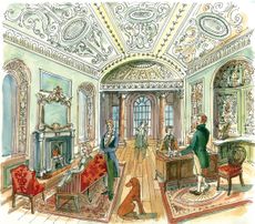 Fig 1: The theatre of social accomplishment: the drawing room of Netherfield Park in Jane Austen’s Pride and Prejudice. ©Matthew Rice for Country Life