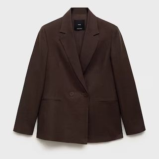 Mango Brown Linen Blazer Suit