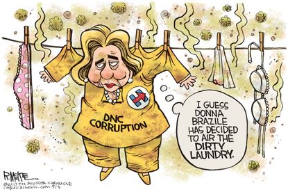Political cartoon U.S. Hilary Clinton Donna Brazile DNC control