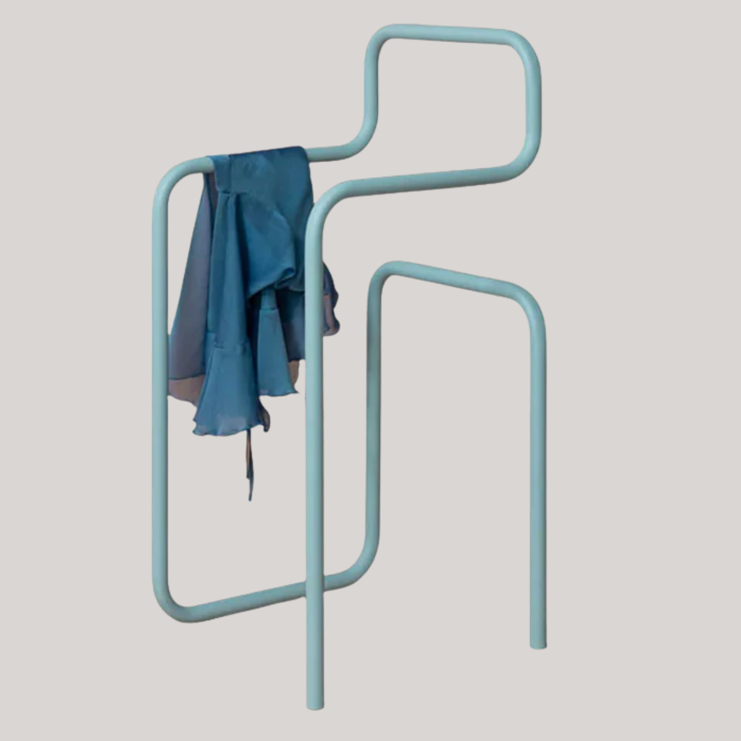 A blue valet stand