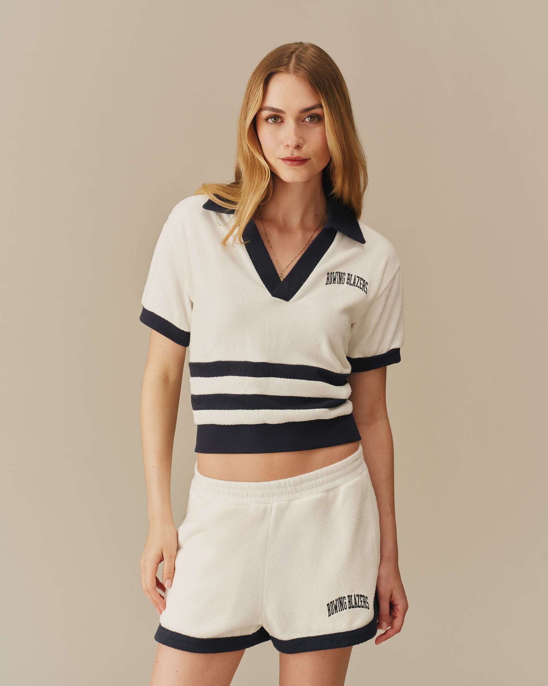 Women's Collegiate Arch Terry Polo White - White / Xs