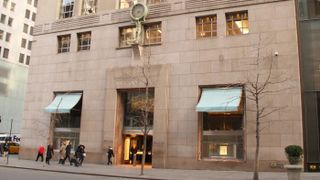 The building façade at Tiffany & Co. on Fifth Avenue has been left untouched