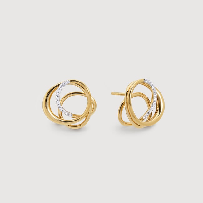 Gold Vermeil Nura Wrap Pavé Diamond Stud Earrings - Lab Grown Diamond