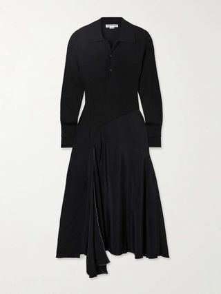 Henley Asymmetric Paneled Wool and Jersey Dress