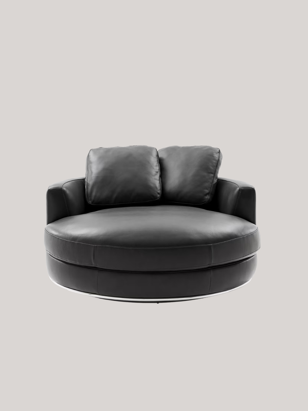 Castlery, Hamilton Leather Round Swivel Snuggle Chair