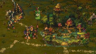 A non-human warrior explores a HoMM-3-style map.