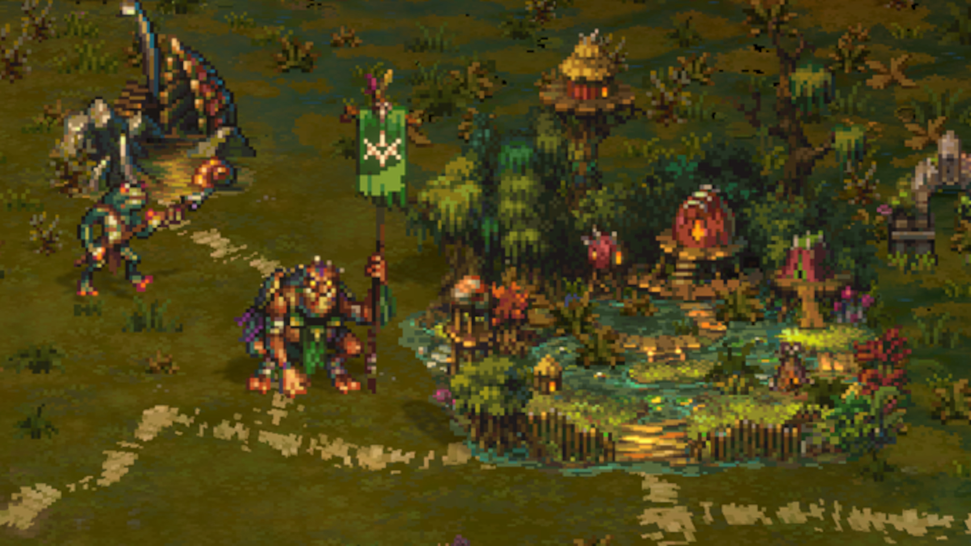 A non-human warrior explores a HoMM-3-style map.