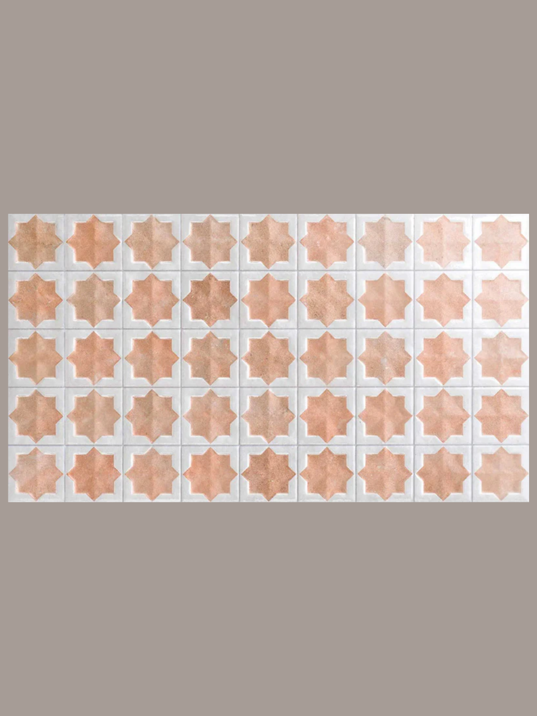 A set of Moroccan white and peach tiles from Artisan Tile Company