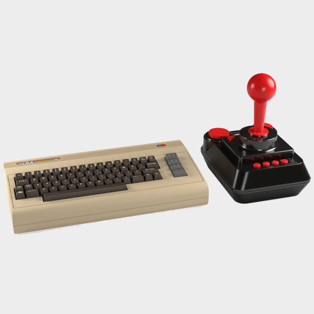 C64 Mini next to joystick