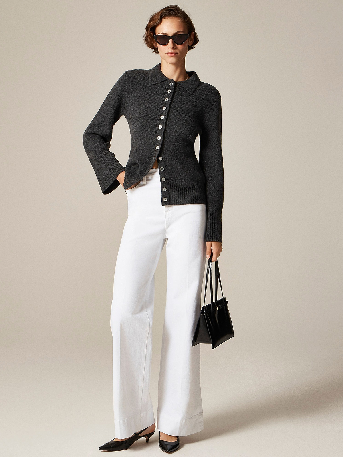 Milano-Stitch Cinched-Waist Cardigan