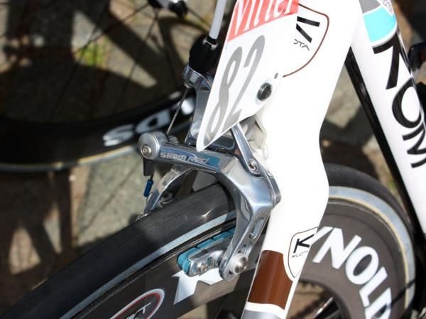 Ag2r-La Mondiale's Kuota KOM frames are fitted with SRAM Red brake calipers.