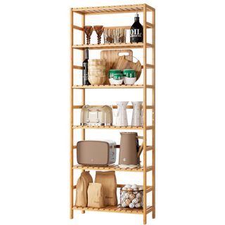 A tall pantry shelf
