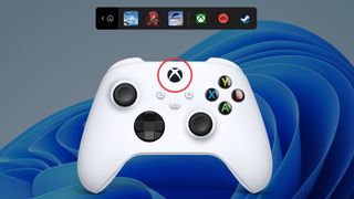 Xbox controller bar shown above a controller