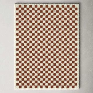 orange checkerboard rug