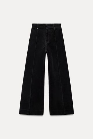 Zw Collection Wide-Leg High-Waist Flocked Jeans