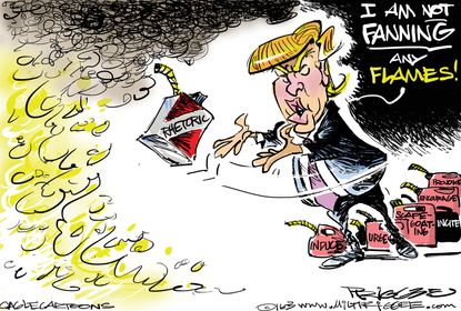 Political Cartoon U.S. Trump Rhetoric