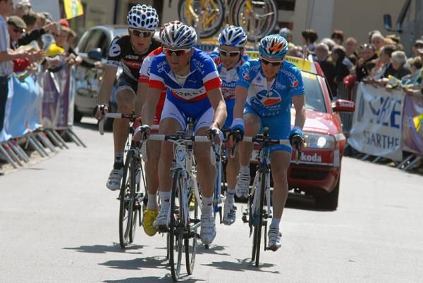 Frenchman Dimitri Champion (Ag2R La Mondiale) leads the break.