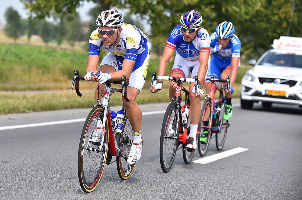 David Boucher (FDJ), Edward Theuns (Topsport Vlaanderen-Baloise) and Frederik Veuchelen (Wanty-Groupe Gobert) in the breakaway