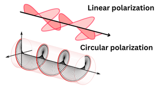 A diagram showing linear polarization and circular polarization.