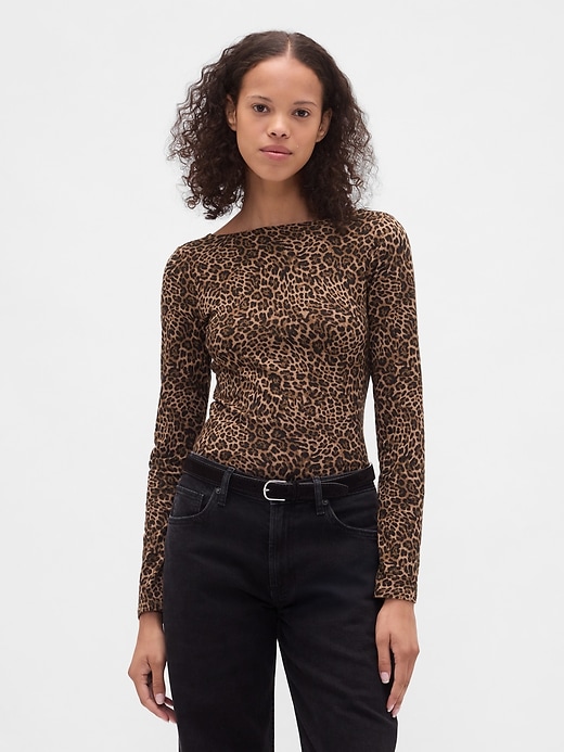 Closeknit Jersey Boatneck Open-Back T-Shirt